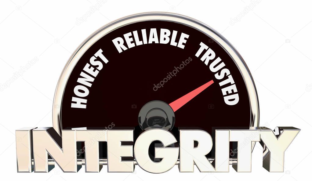 Integrity Honest Reliable Trusted Reputation Speedometer 3d Illustration