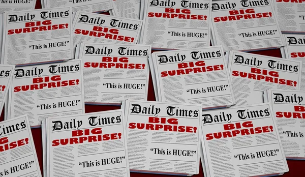 Big Surprise Shock News Announcement Newspaper Headlines Illustration — Stock Photo, Image