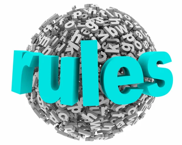 Regeln Gesetze Vorschriften Anweisungen Anweisungen Brief Kugel Abbildung — Stockfoto