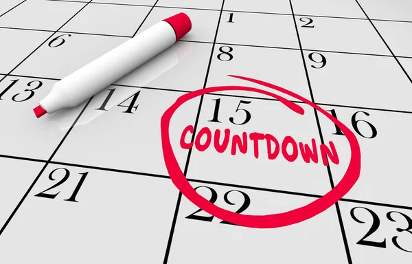 Kalender Countdown Deadline Herinnering Omcirkeld Word Illustratie — Stockfoto