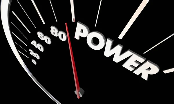 Power Influence Energy Speedometer Word Illustration — Stock Photo, Image