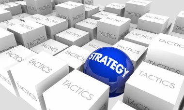Strateji Vs taktik eylem planı hedefler amaçlar 3d çizim