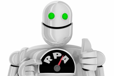 RPA robot süreç otomasyonu hız göstergesi 3d çizim