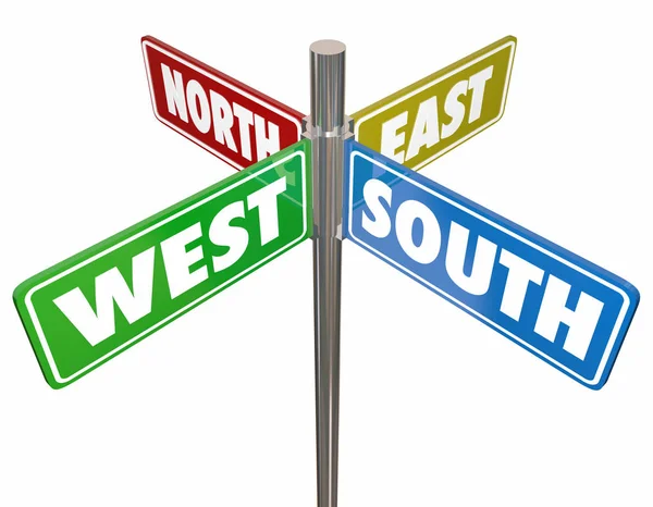North South East West Directions Way Signs Illustration — Stock Photo, Image