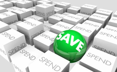 Save Vs Spend Budget Money Savings 3d Illustration clipart