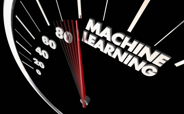 Maskininlärning Artificiell Intelligens Dator Digital Hastighetsmätare Word Illustration — Stockfoto