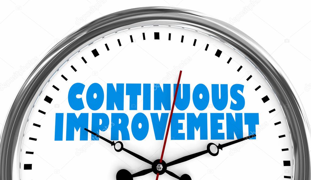 Continuous Improvement Always Getting Better Clock 3d Illustration