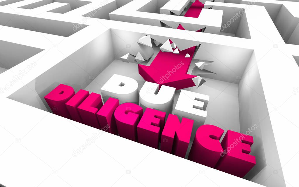 Due Diligence Research Business Findings Arrow Maze 3d Illustration