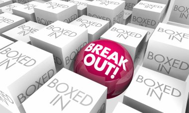 Kaçış özgürlük içinde kutulu Vs dışarı 3d break illüstrasyon