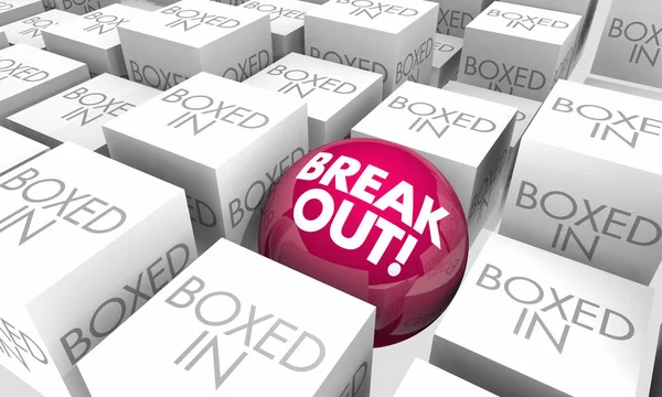 Break Out Boxed Escape Freedom Illustration — Stock Photo, Image