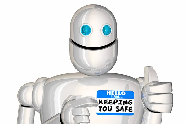 Keeping You Safe Secure Protected Robot Nametag Illustration — Stock Photo, Image