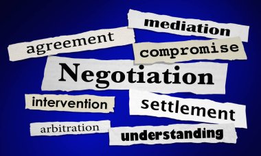 Negotiation Compromise Agreement Newspaper Headlines 3d Illustration clipart