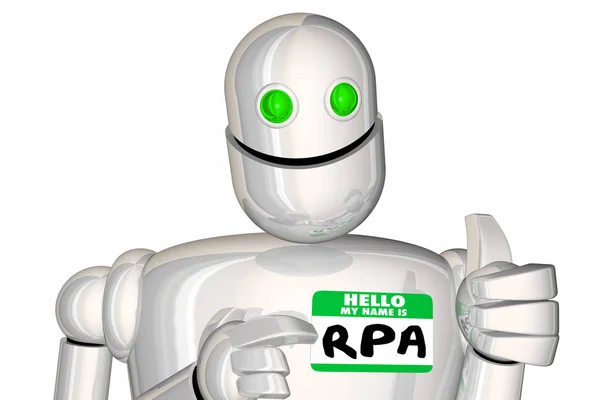 Rpa Robot Folyamat Automatizálás Android Nametag Illusztráció — Stock Fotó