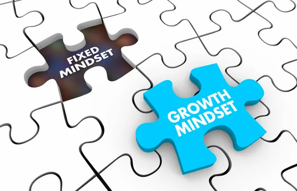 Fixed Growth Mindset Puzzle Pieces Illustration — Stock Photo, Image