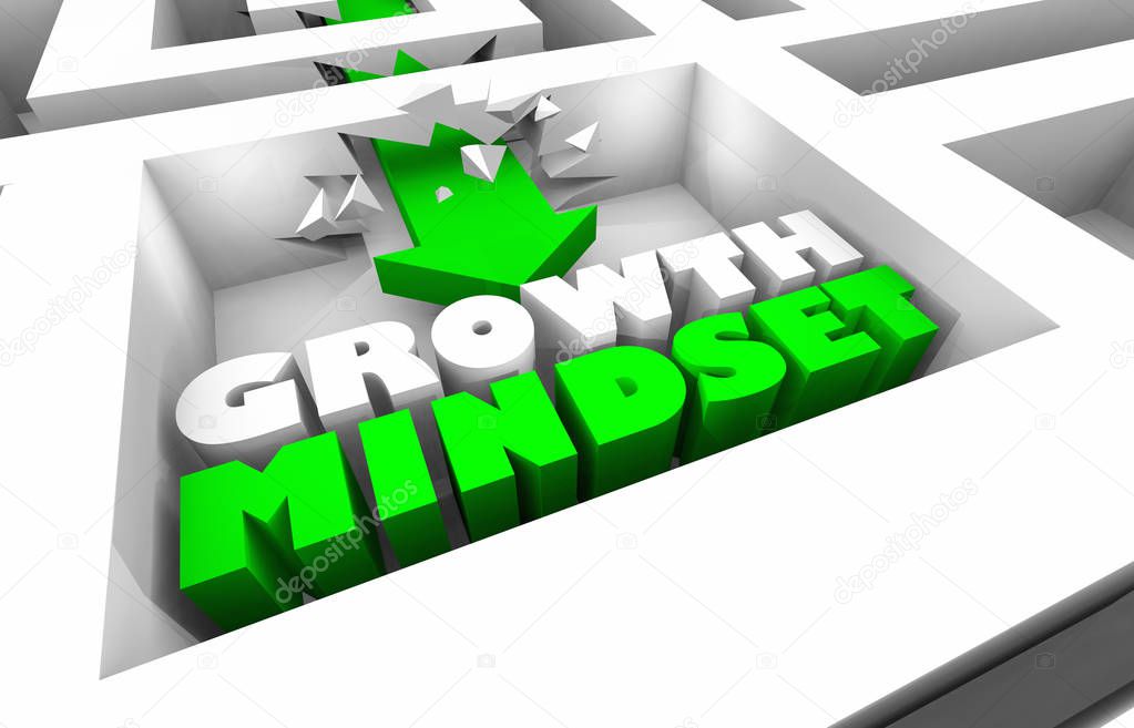 Growth Mindset Increase Success Maze Arrow 3d Illustration