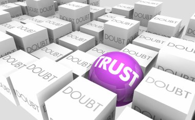 Trust Vs Doubt Belief Faith Words 3d Illustration clipart