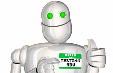 Robot Android sınavı test Quiz 3d çizim