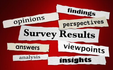 Survey Results Answers Feedback News Headlines 3d Illustration clipart