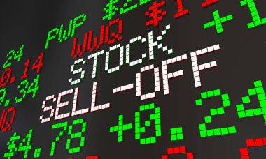 Stok satmak-Off Wall Street Market Ticker Crash 3d çizim