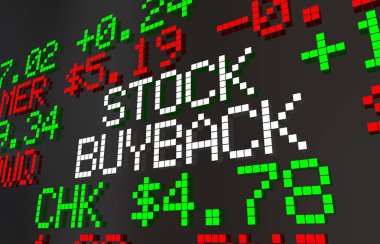 Stock Buyback Market Ticker Prices Share Repurchase 3d Illustration clipart