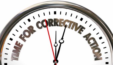 Düzeltici eylem saat 3d kelime için zaman illüstrasyon