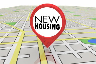 Yeni konut başlar ana konumlar harita Pin 3d çizim