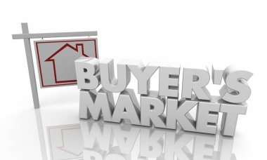 Buyers Market House Property Home For Sale Sign 3d Illustration clipart