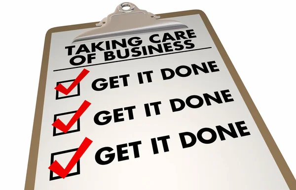 Taking Care Business Checklist Get Done Illustratie — Stockfoto