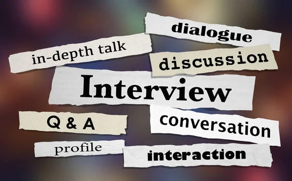 Interview Profil Diskussion Zeitung Schlagzeilen Illustration — Stockfoto