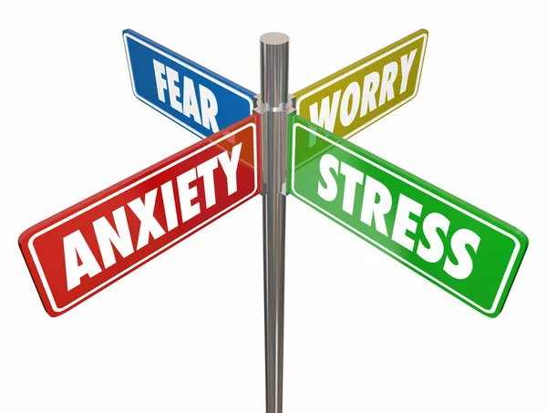 Ansiedade Stress Medo Preocupação Sinais Palavras Ilustração — Fotografia de Stock