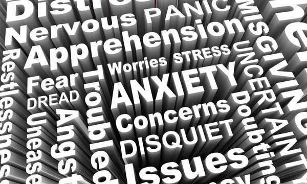 Ansiedade Estresse Medo Preocupação Incerteza Palavra Colagem Ilustração — Fotografia de Stock
