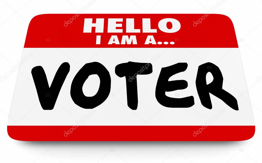 Voter Hello Name Tag Election 3d Illustration