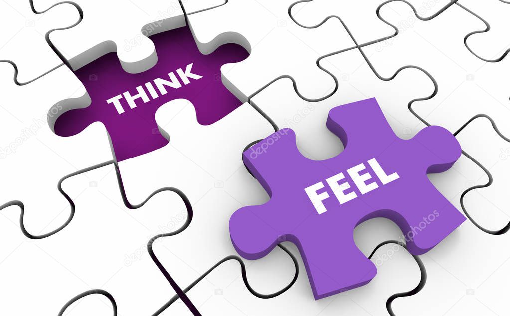 Think vs Feel Logic Emotion Puzzle 3d Illustration