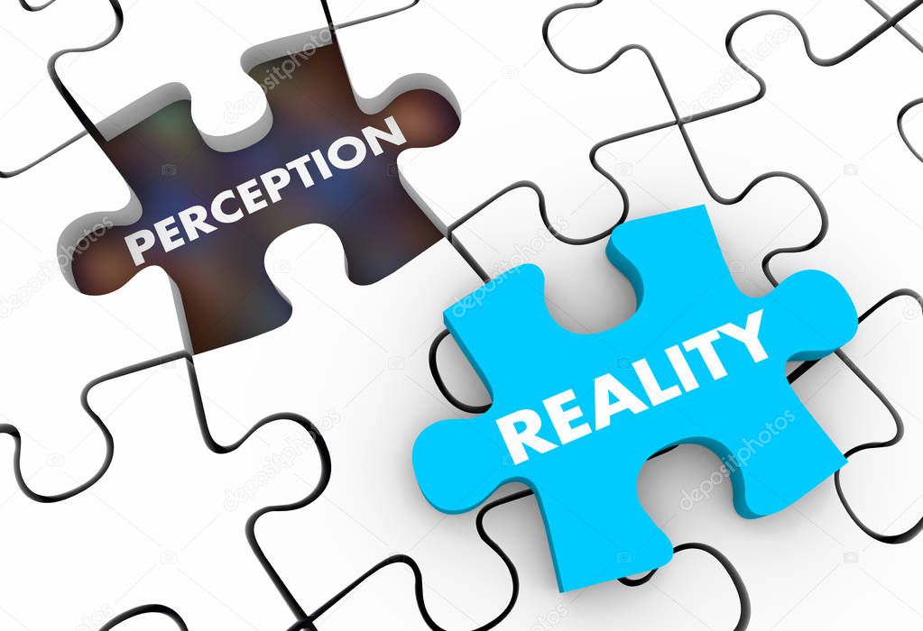 Perception Vs Reality Puzzle Pieces 3d Illustration