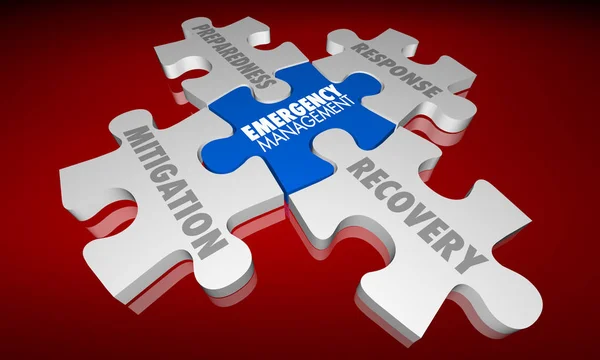 Emergency Management Puzzle Pieces Mitigation Response Illustration — Stock Photo, Image