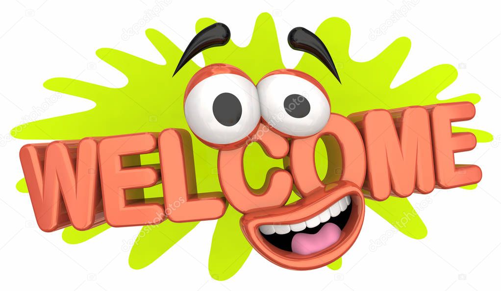 Welcome Introduction New Guest Cartoon Face 3d Illustration