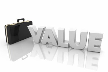 Değer evrak çantası'nı satış faydaları kelime 3d çizim