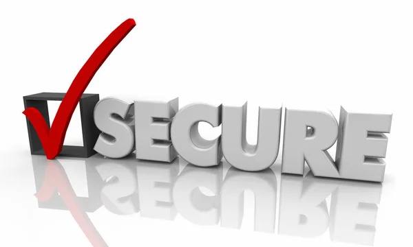 Secure Check Mark Box Protected Word Illustration — Stock Photo, Image