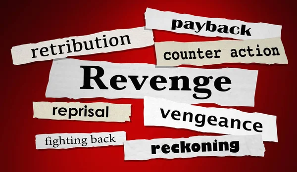 Revenge Newspaper Headlines Vengeance Retribution Illustration — Stock Photo, Image