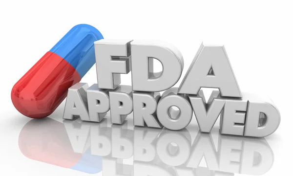 Fda 承認薬錠剤カプセル言葉 イラストレーション — ストック写真