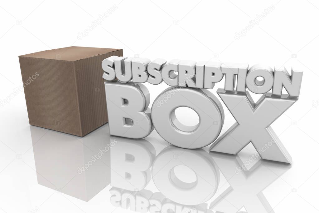 Subscription Box Service Mail Package Words 3d Illustration