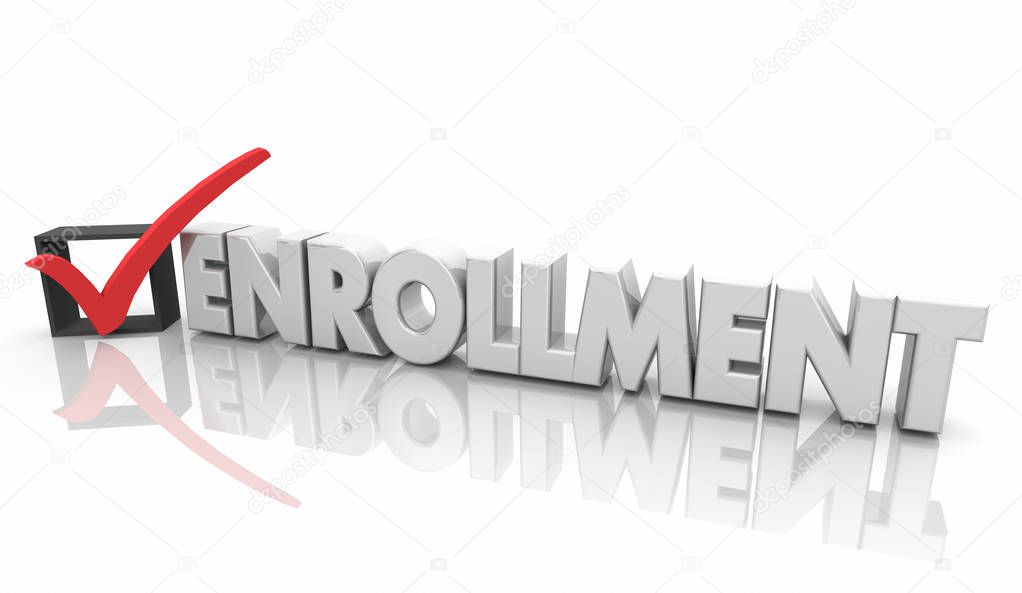 Enrollment Check Mark Box Sign Up Word 3d Animation