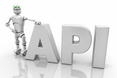 API uygulama Program Arabirimi Robot kelime 3d çizim