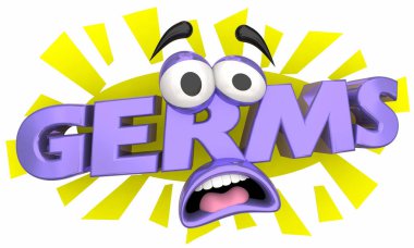 Mikroplar korkuyor korku çizgi film yüz Germophobe 3d çizim