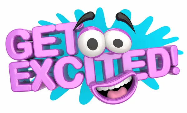 Получить Удовольствие Мультфильма Face Excitement — стоковое фото