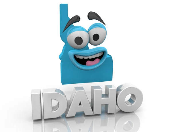 Idaho Mapa Estado Cartoon Face Word Ilustração — Fotografia de Stock