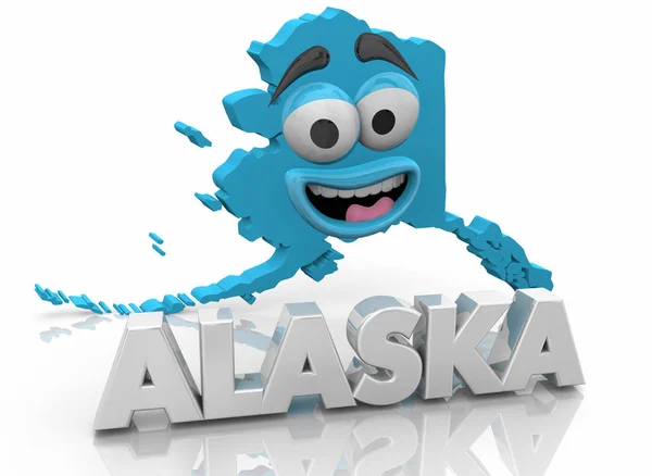 Аляска State Map Cartoon Face Word Illustration — стоковое фото