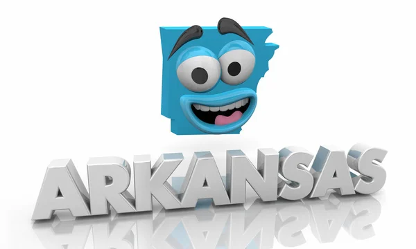 Arkansas Staat Kaart Cartoon Gezicht Word Illustratie — Stockfoto