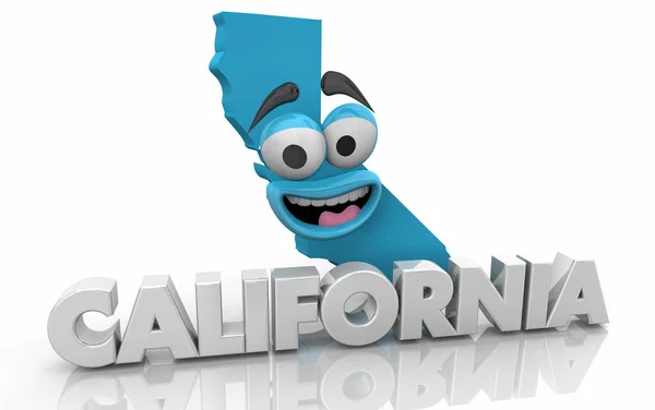 California Staat Kaart Cartoon Gezicht Word Illustratie — Stockfoto