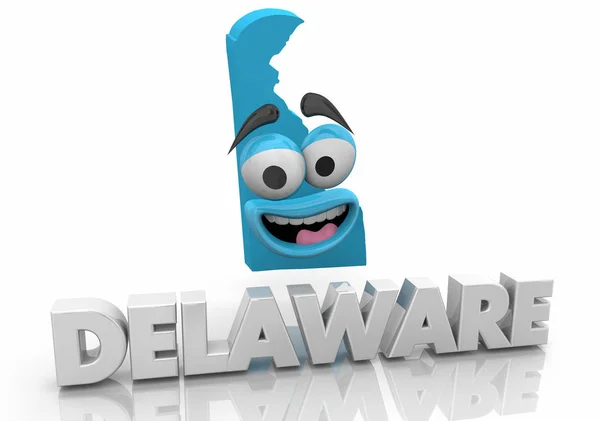Delaware Státní Mapa Karikatu Slovo Obrázek — Stock fotografie